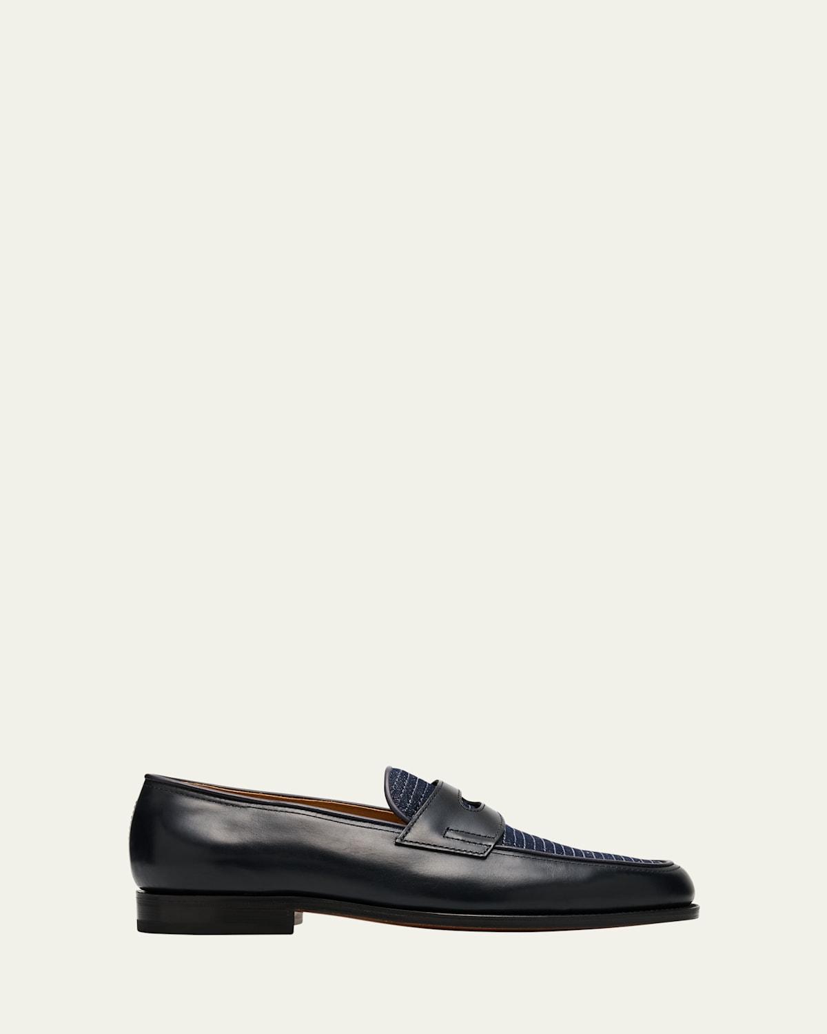 Men's Textured Leather Formal Loafers Product Image