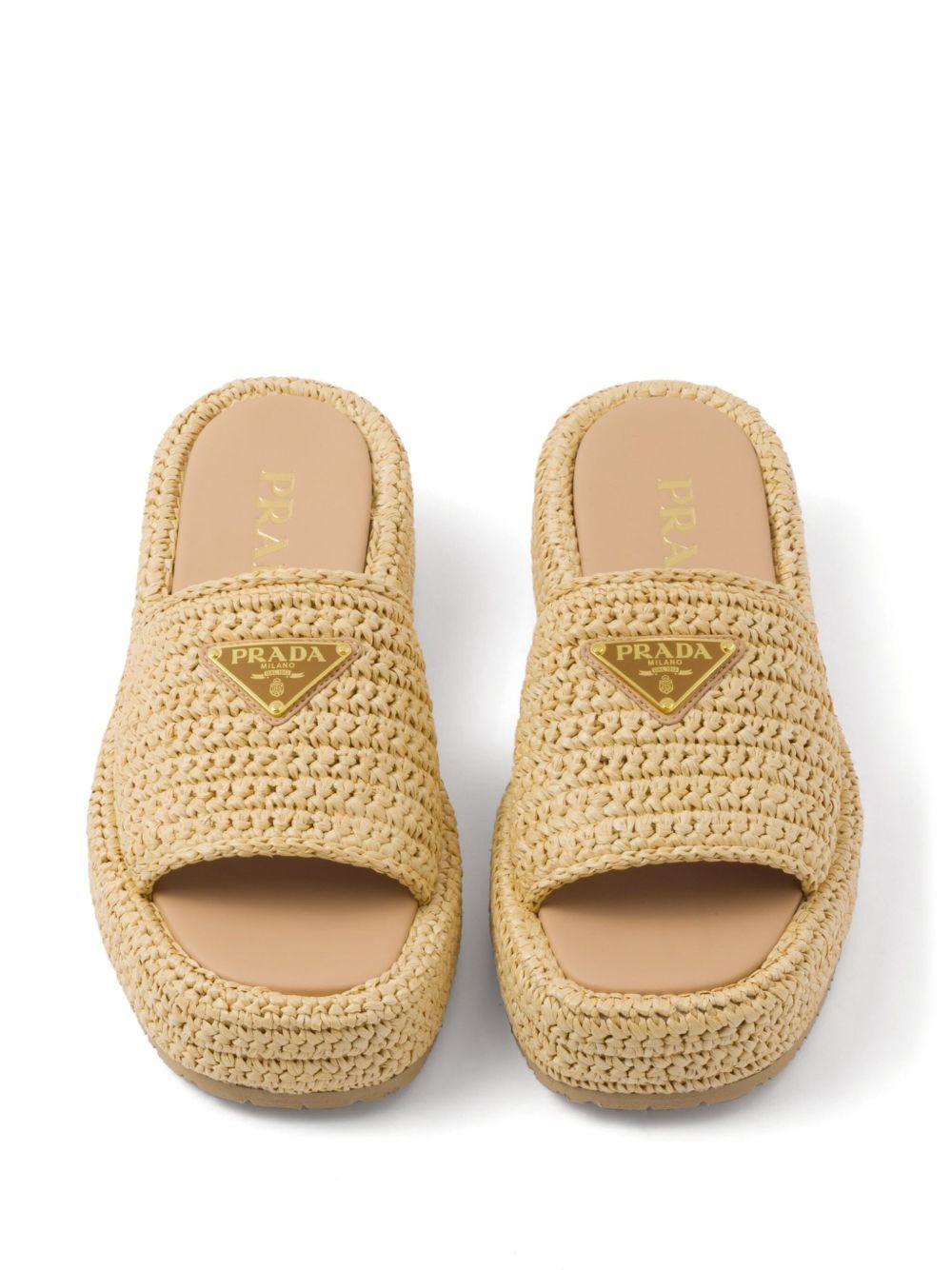 logo-plaque woven-raffia sandals Product Image