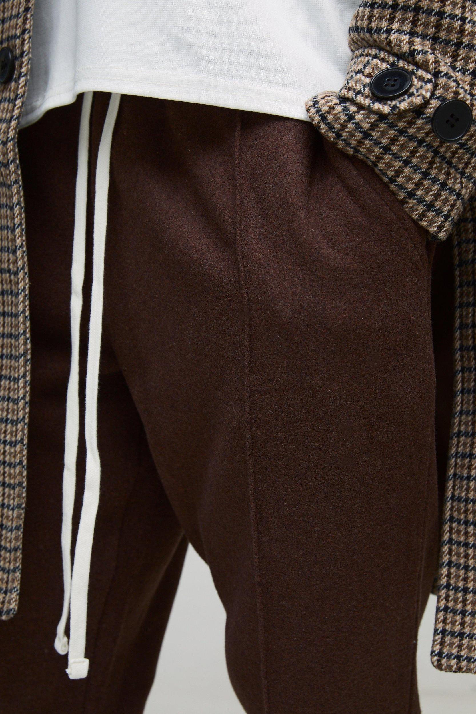 Elasticated Waist Tapered Wool Look Pintuck Pants | boohooMAN USA Product Image