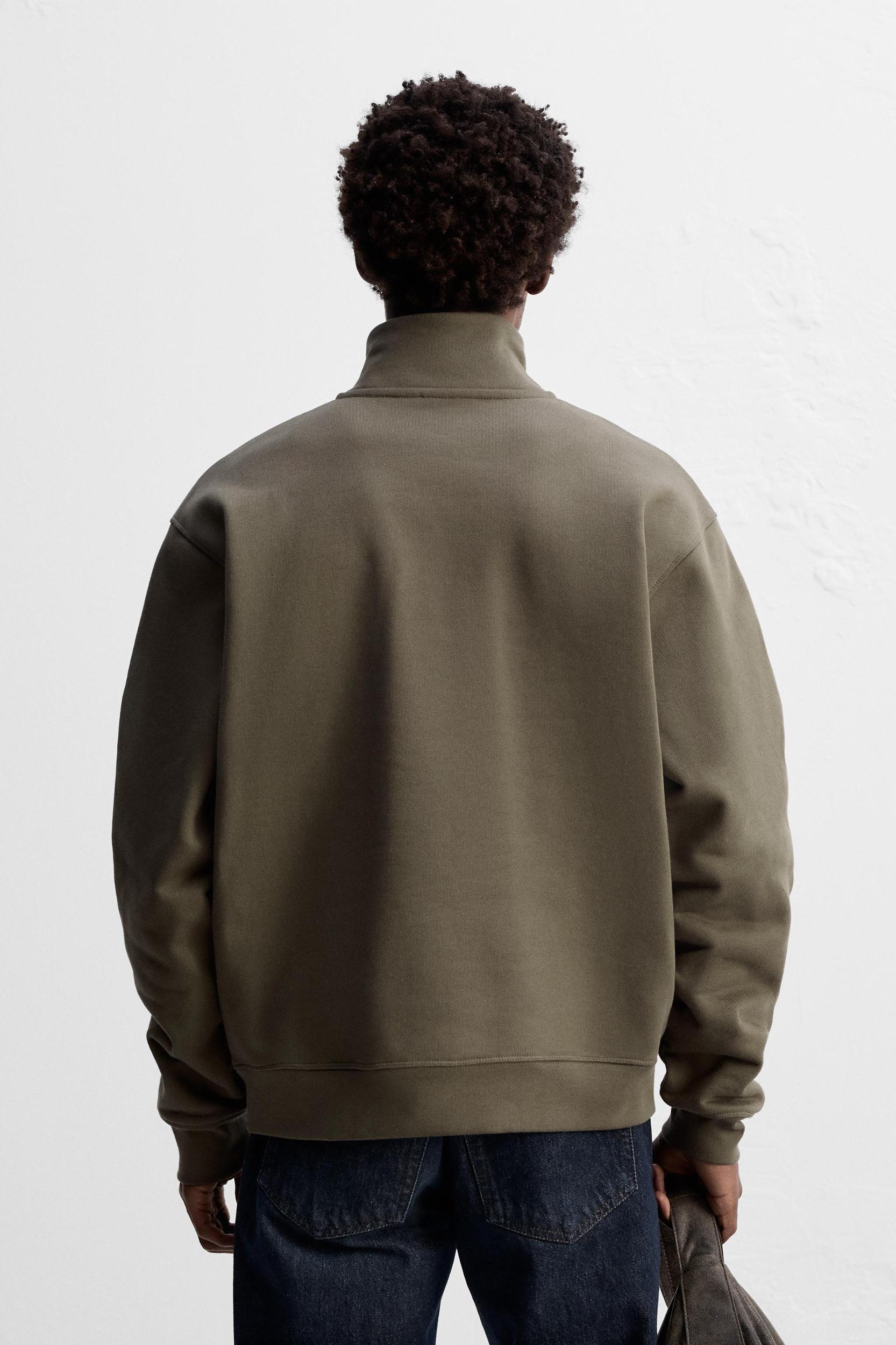 ZIPPERED COLLAR HEAVY WEIGHT SWEATSHIRT Product Image