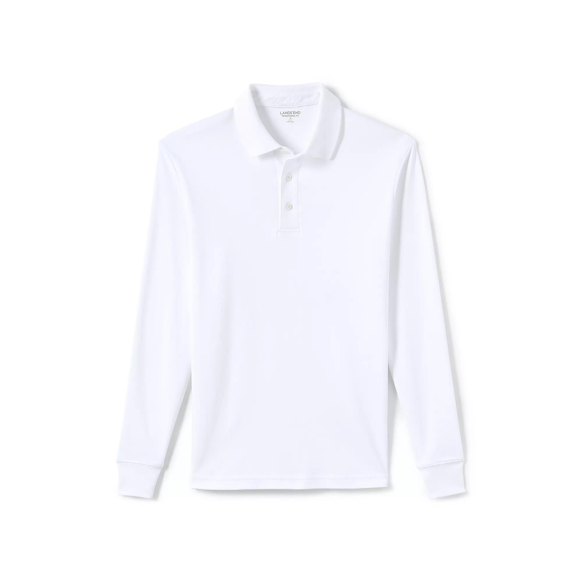 Big & Tall Lands' End Super Soft Long Sleeve Supima Polo, Men's, Size: XL Tall, White Product Image