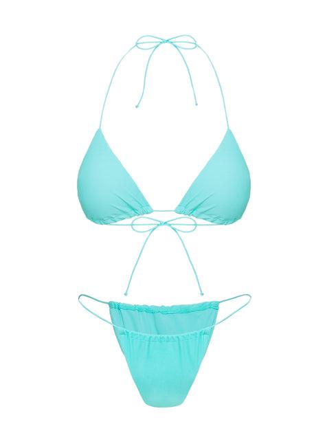 Selbie String Ruched Bikini Bottom White / Blue Product Image