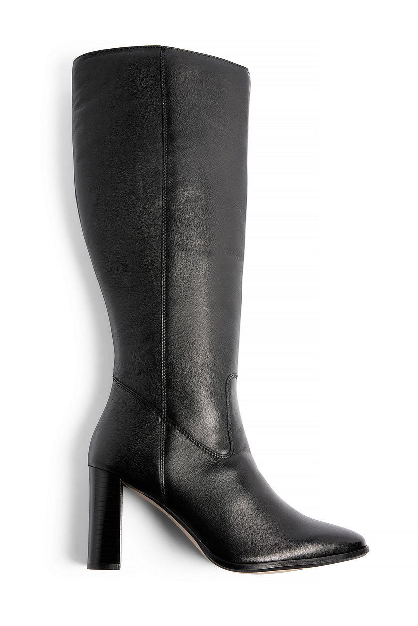 Knee High Leather Rounded Toe Boots Product Image