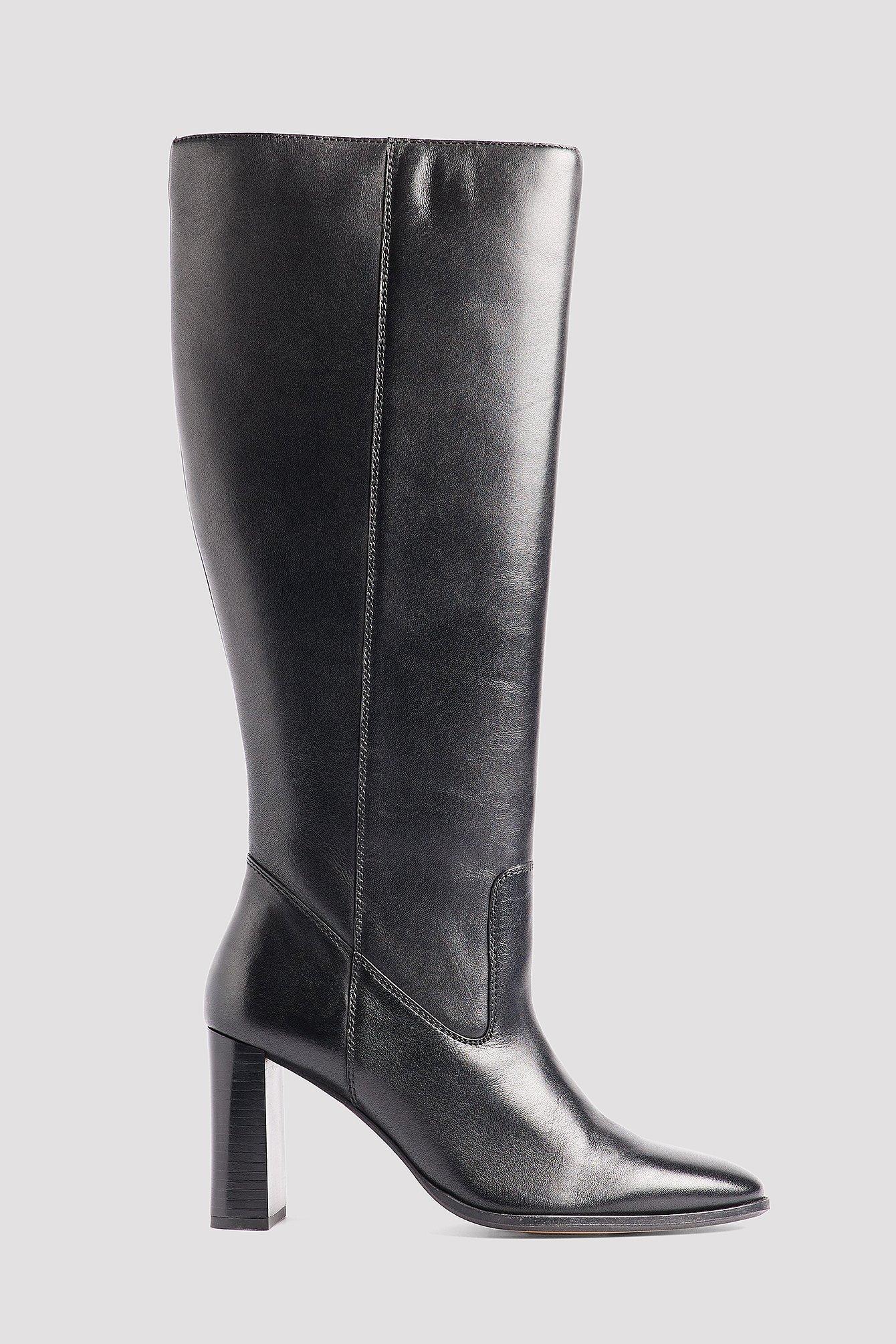 Knee High Leather Rounded Toe Boots Product Image