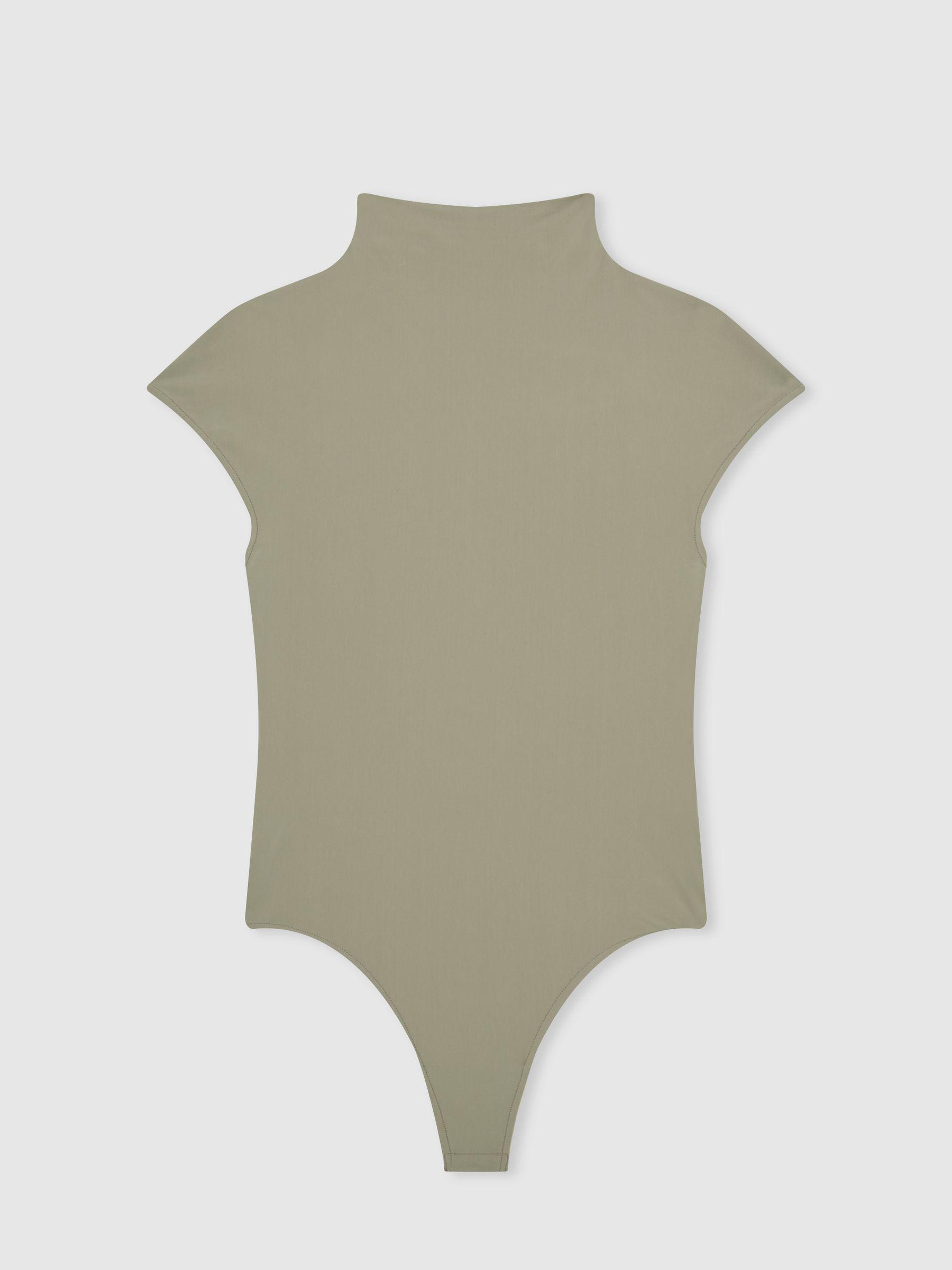 High-Neck Jersey Bodysuit in Sage Green Product Image