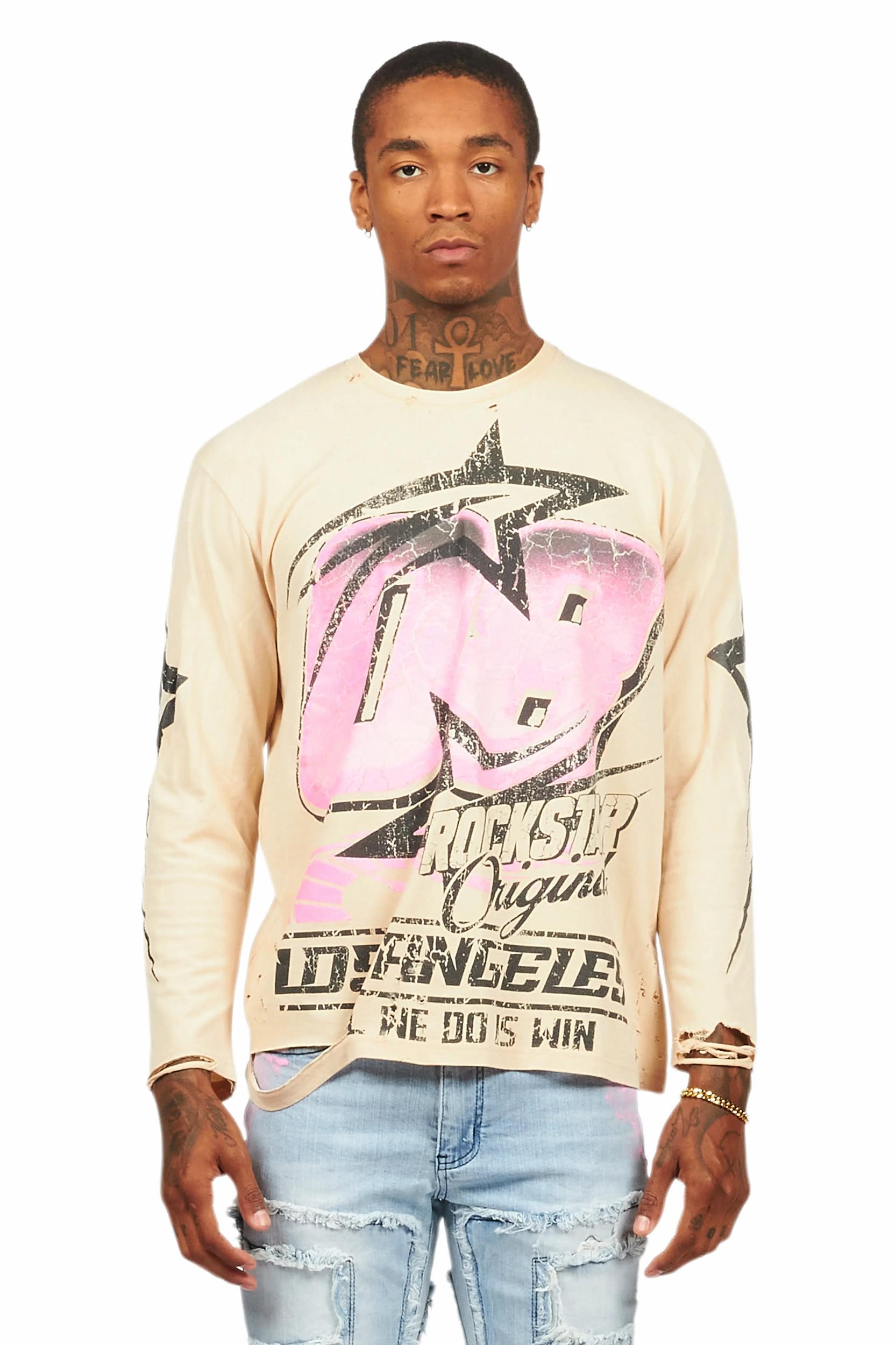Kastell Vintage Sand Long Sleeve Graphic T-Shirt Male Product Image