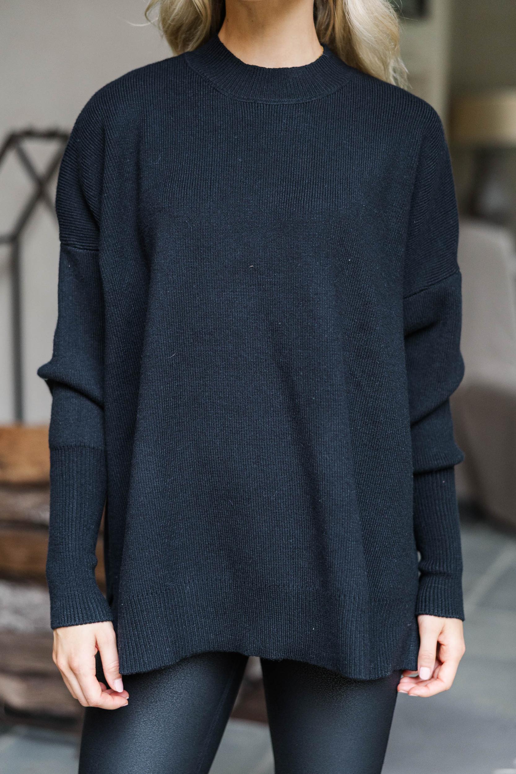 Perfectly You Black Mock Neck Sweater Female Product Image