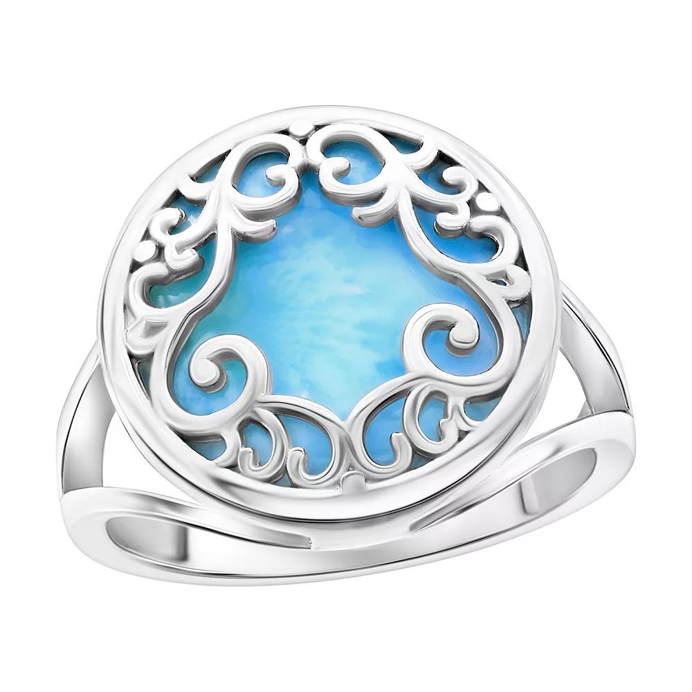 Nautica Rocks Sterling Silver Larimar Filigree Design Ring, Women's, Size: 7 Product Image