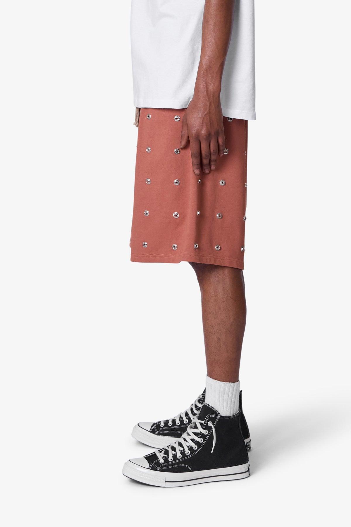 All Over Button Shorts - Rust Product Image