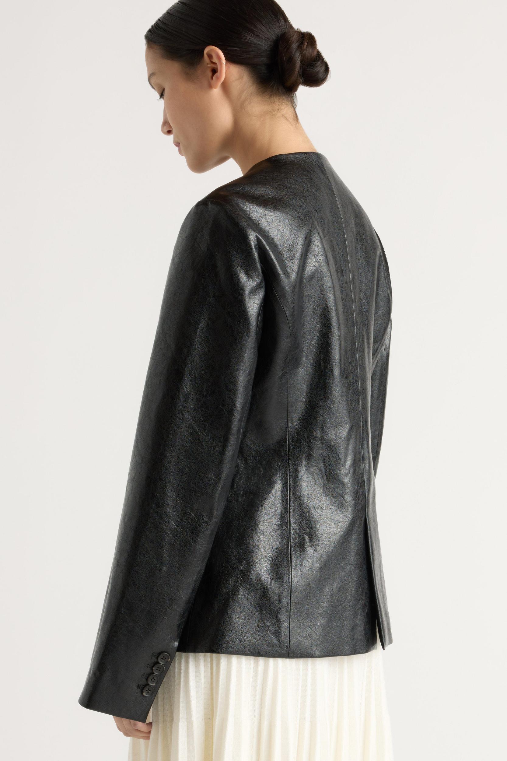 Maddox Sculpted Vegan Leather Blazer Product Image