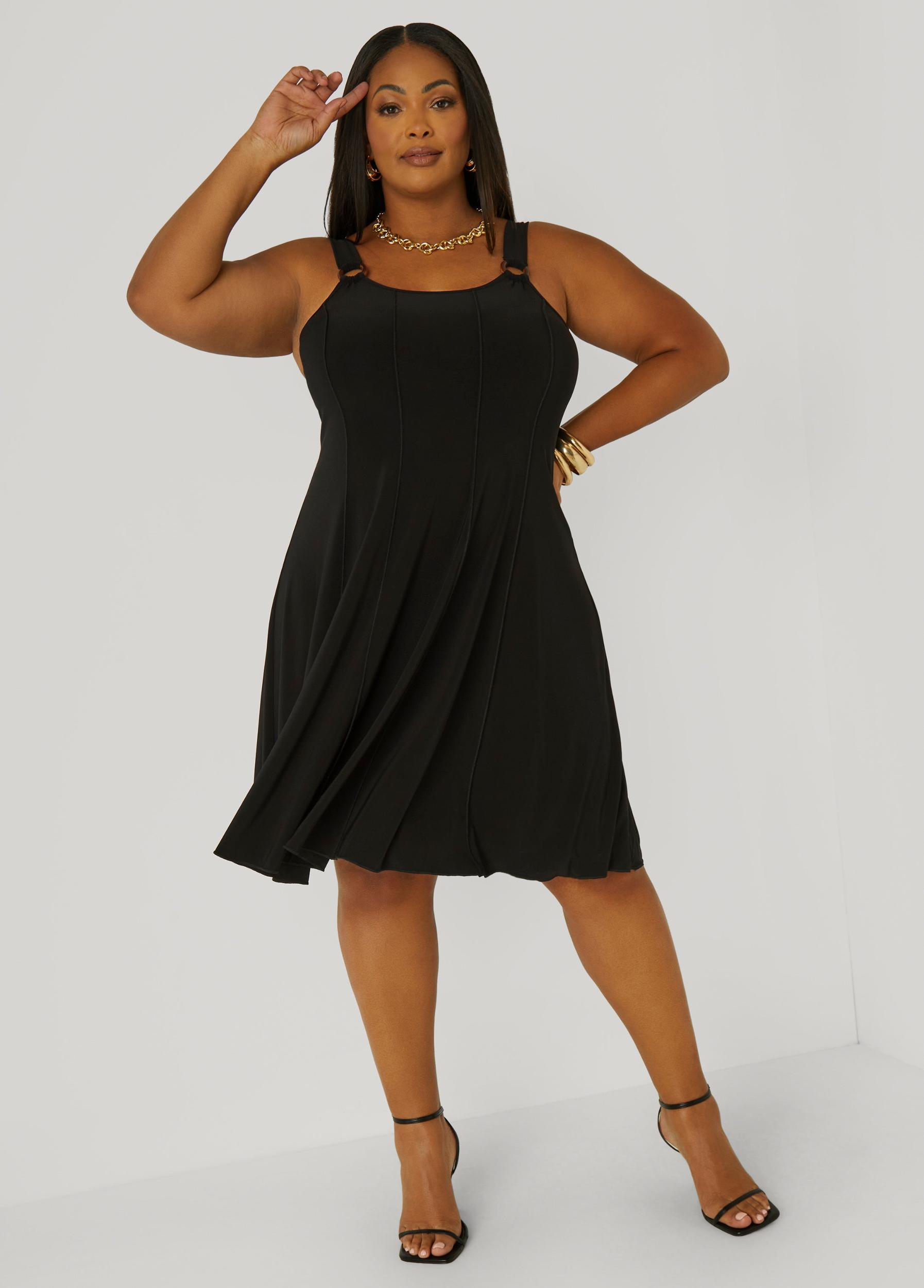 Ring Embellished Seamed Dress Product Image