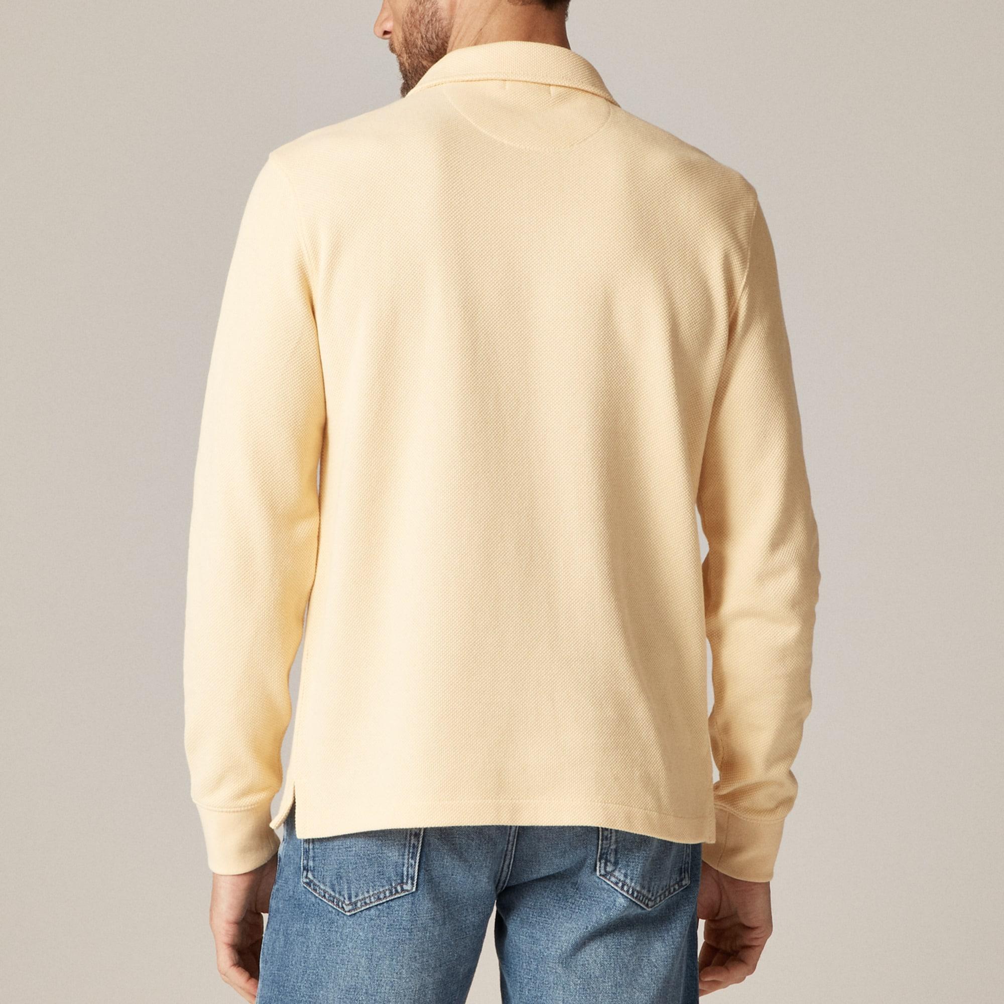 Long-sleeve macropiqué polo shirt Product Image