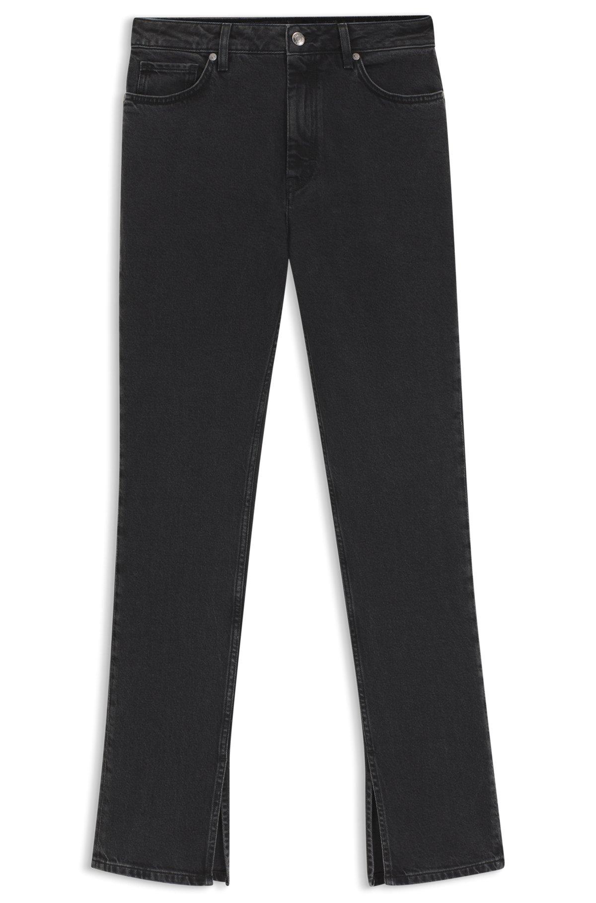 High-waisted slim-fit jeans in grey stretch denim Product Image