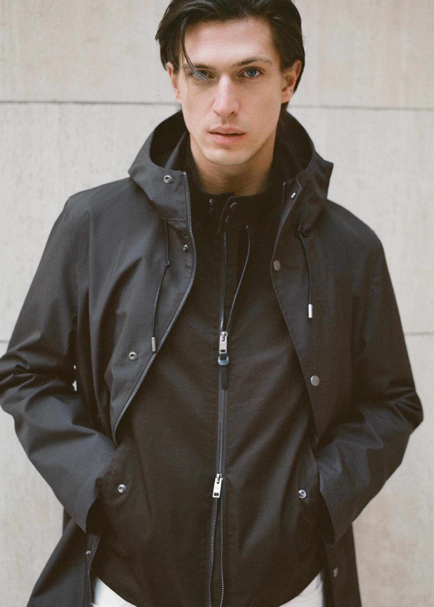 Water-repellent hooded parka - Men | MANGO USA Product Image