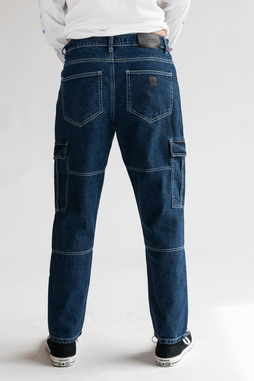 Contrast Stitch Cargo Jeans Product Image