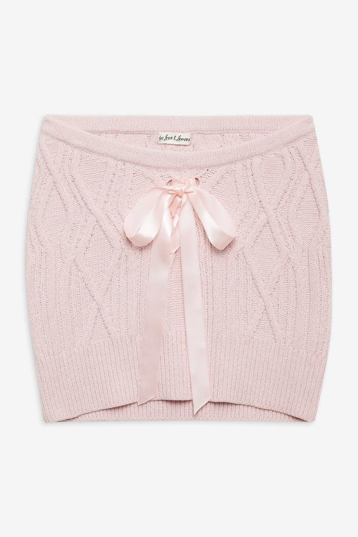 Chenille Cable Knit Mini Skirt — Pink Product Image
