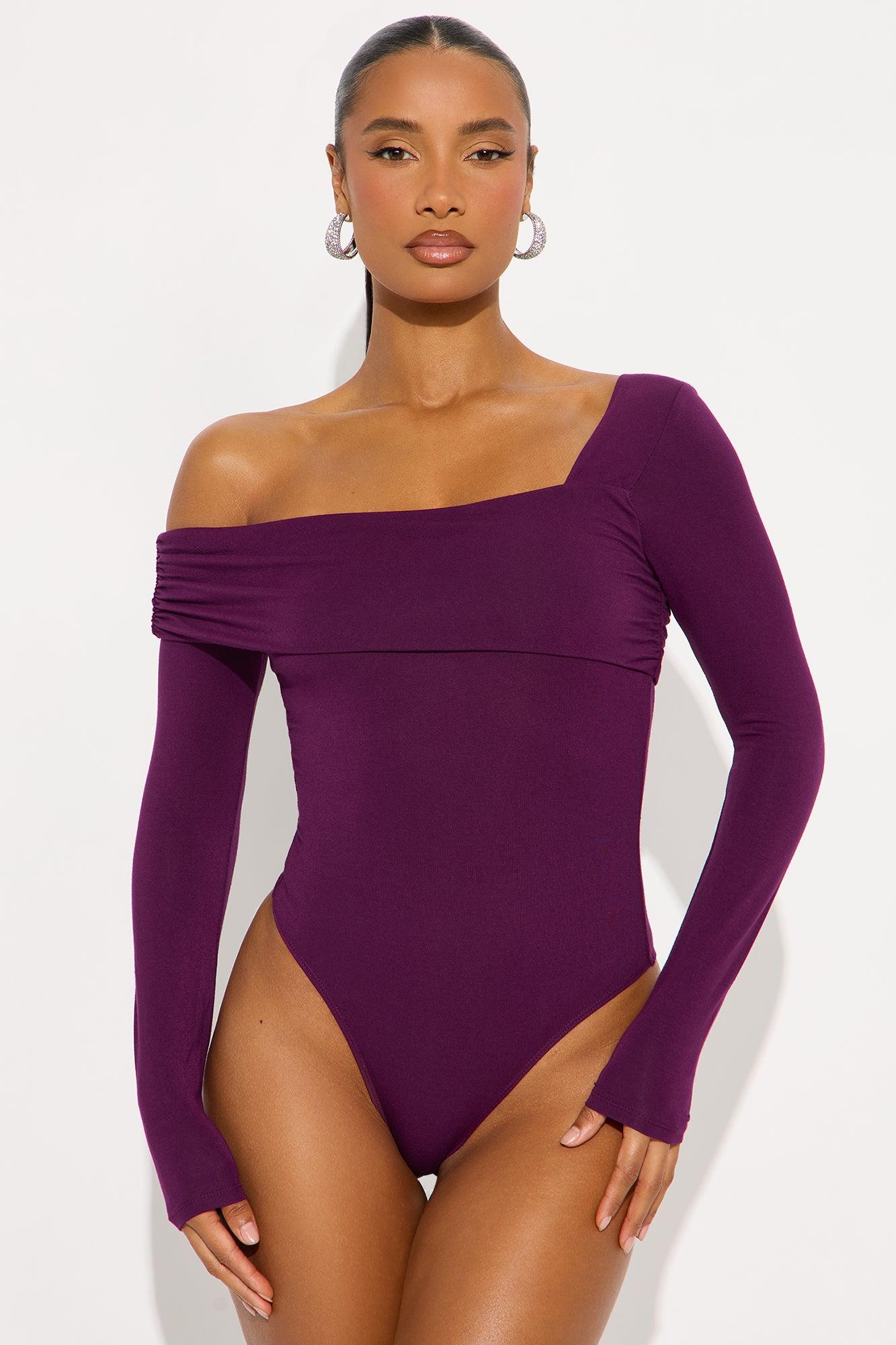 Gia One Shoulder Bodysuit - Plum Female Product Image
