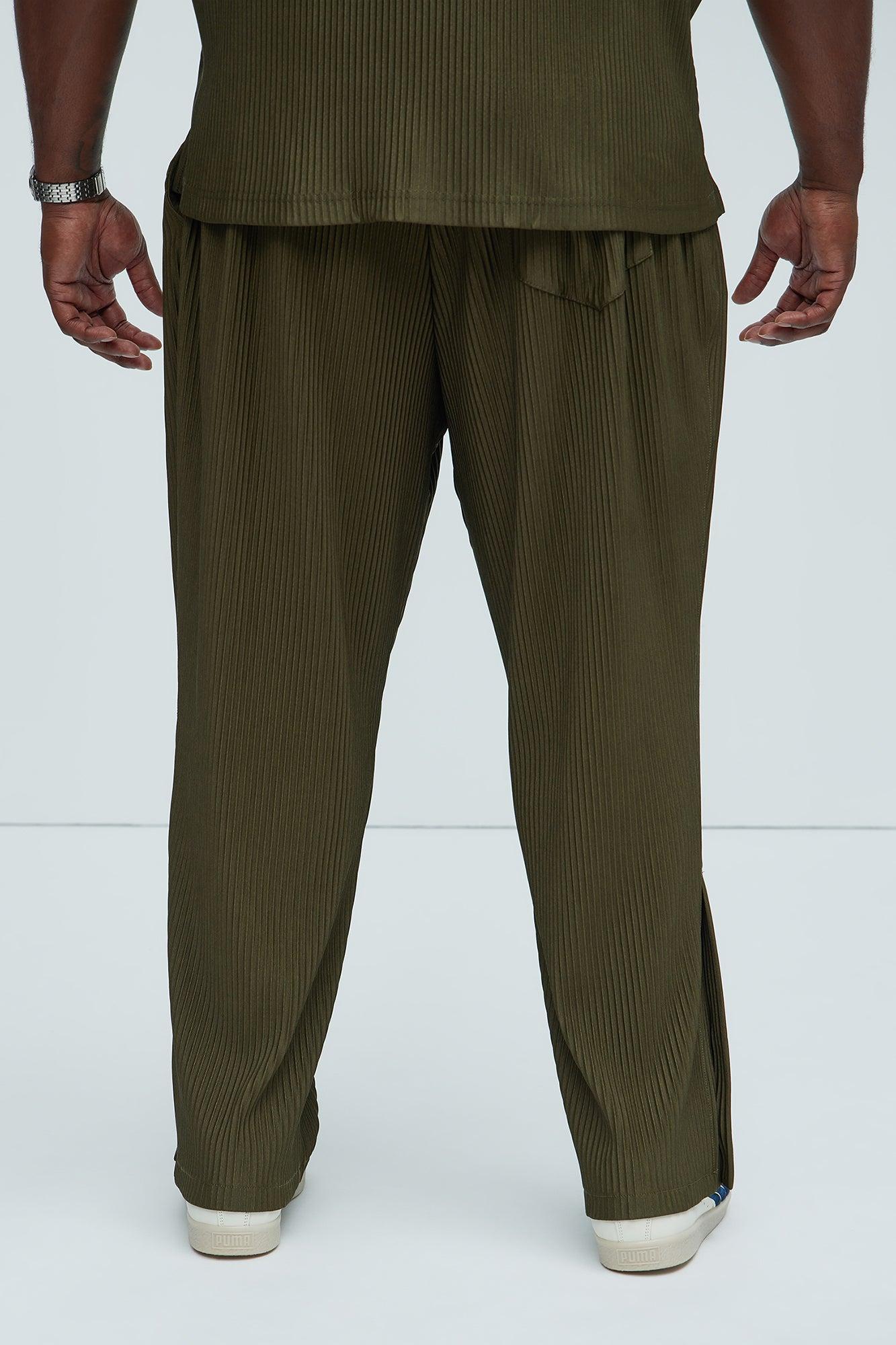 Potential Straight Pleated Pants - Olive Product Image
