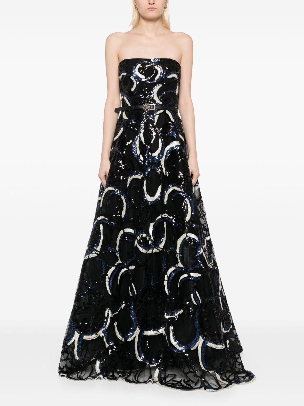 embroidered strapless gown Product Image