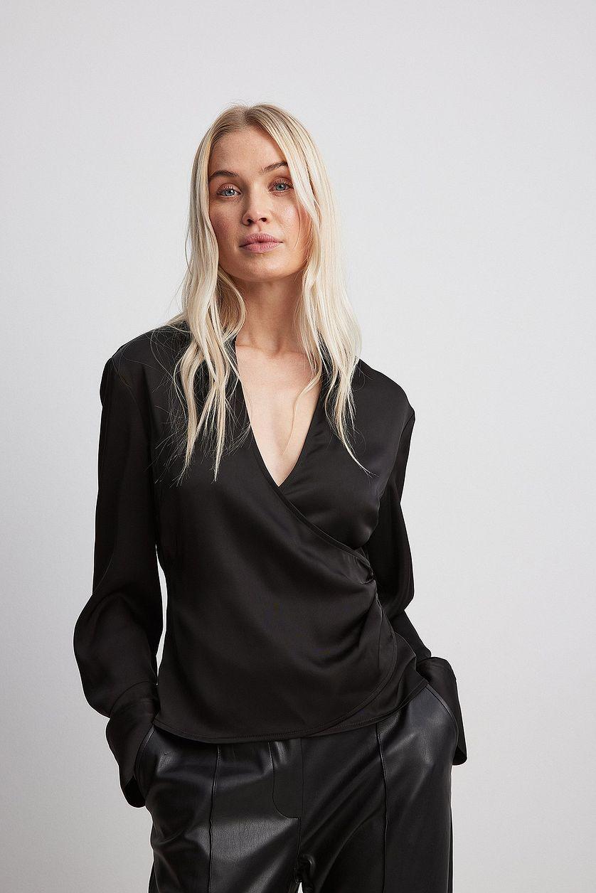 Wrap Detail Satin Shirt Product Image