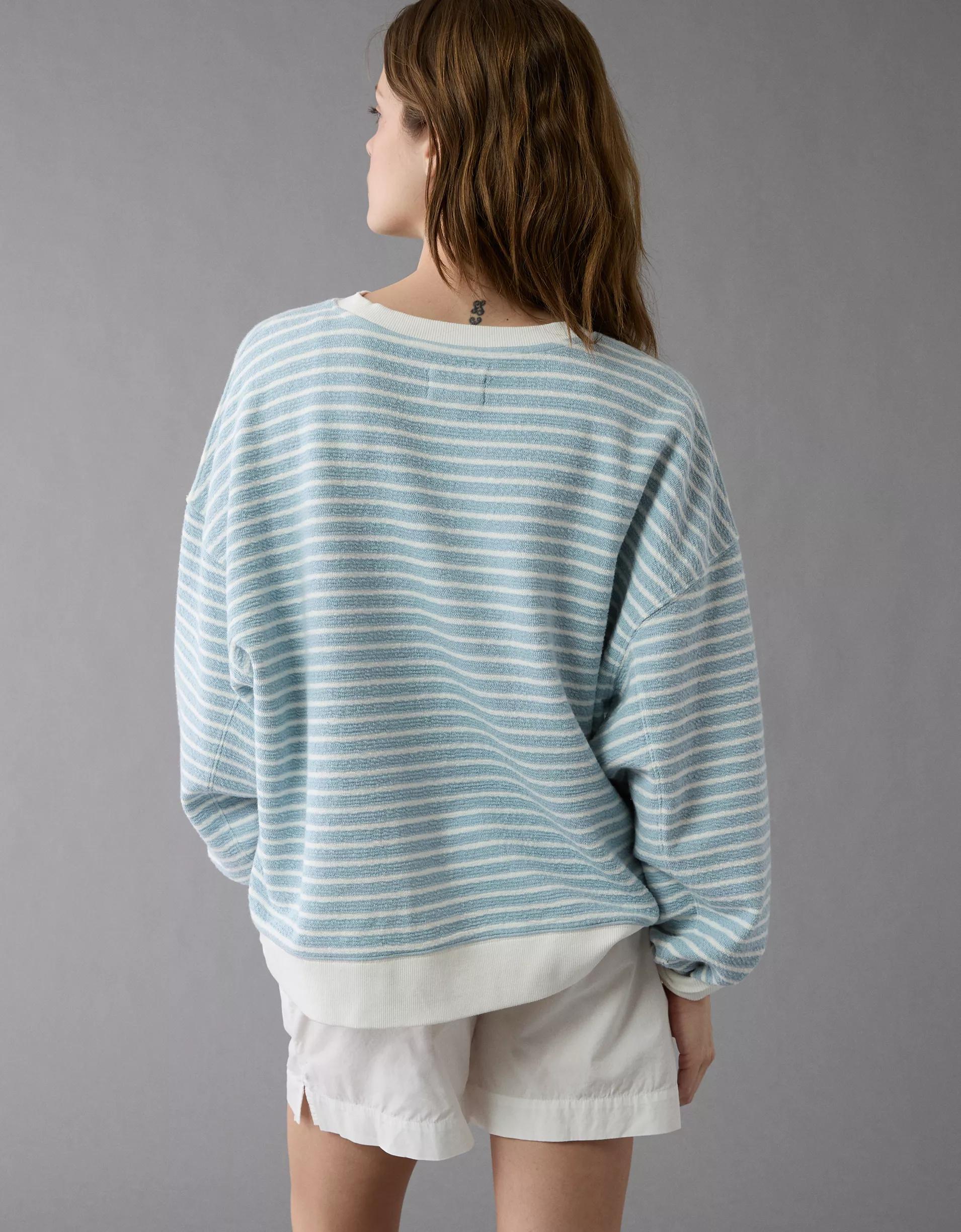 AE Oversized Striped Sweatshirt Product Image