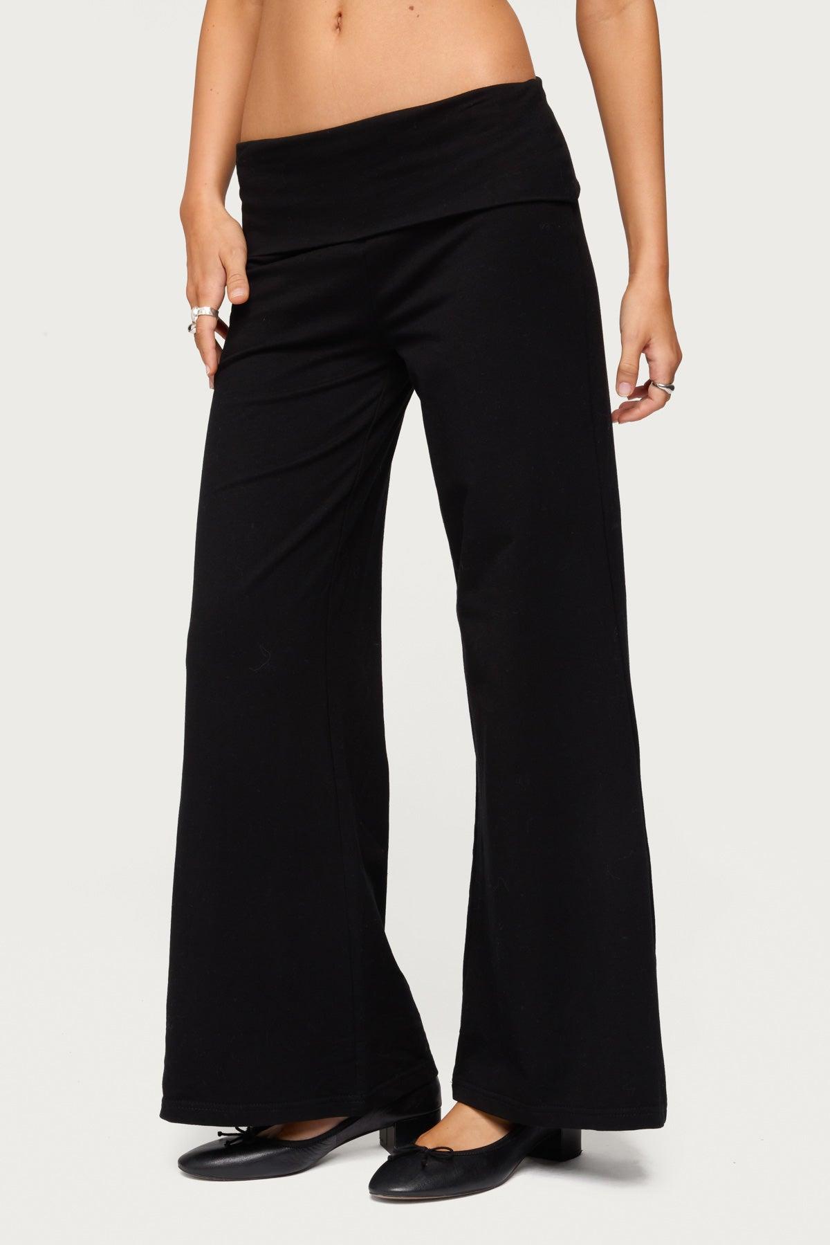 Petite Wide Leg Fold Over Pants Product Image