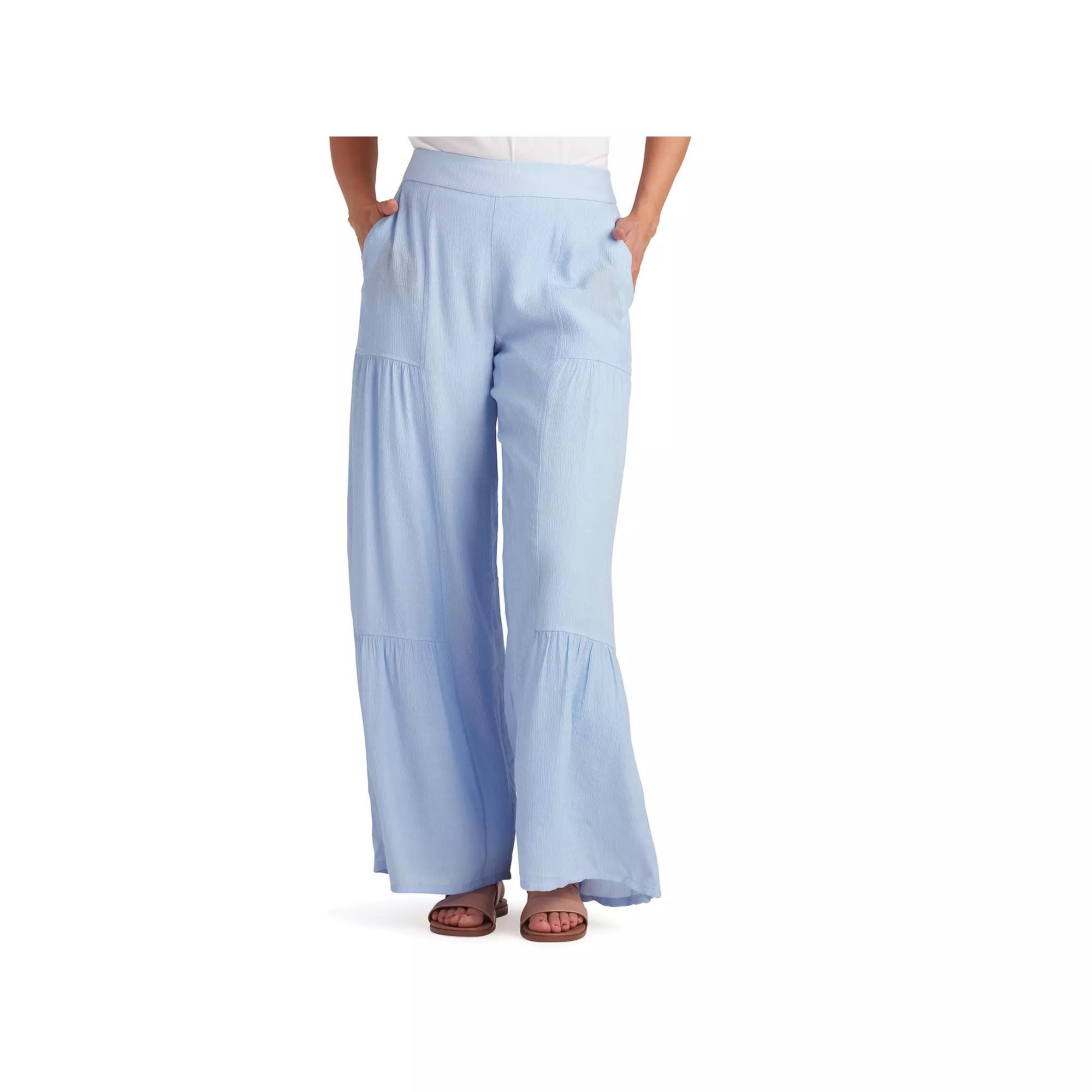 Women's AB Studio Pull-On Tiered Wide Leg Pants, Size: XXL, Light Blue Product Image
