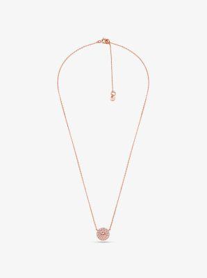 14K -Plated Sterling Silver Pavé Logo Disc Earrings and Necklace Set Product Image