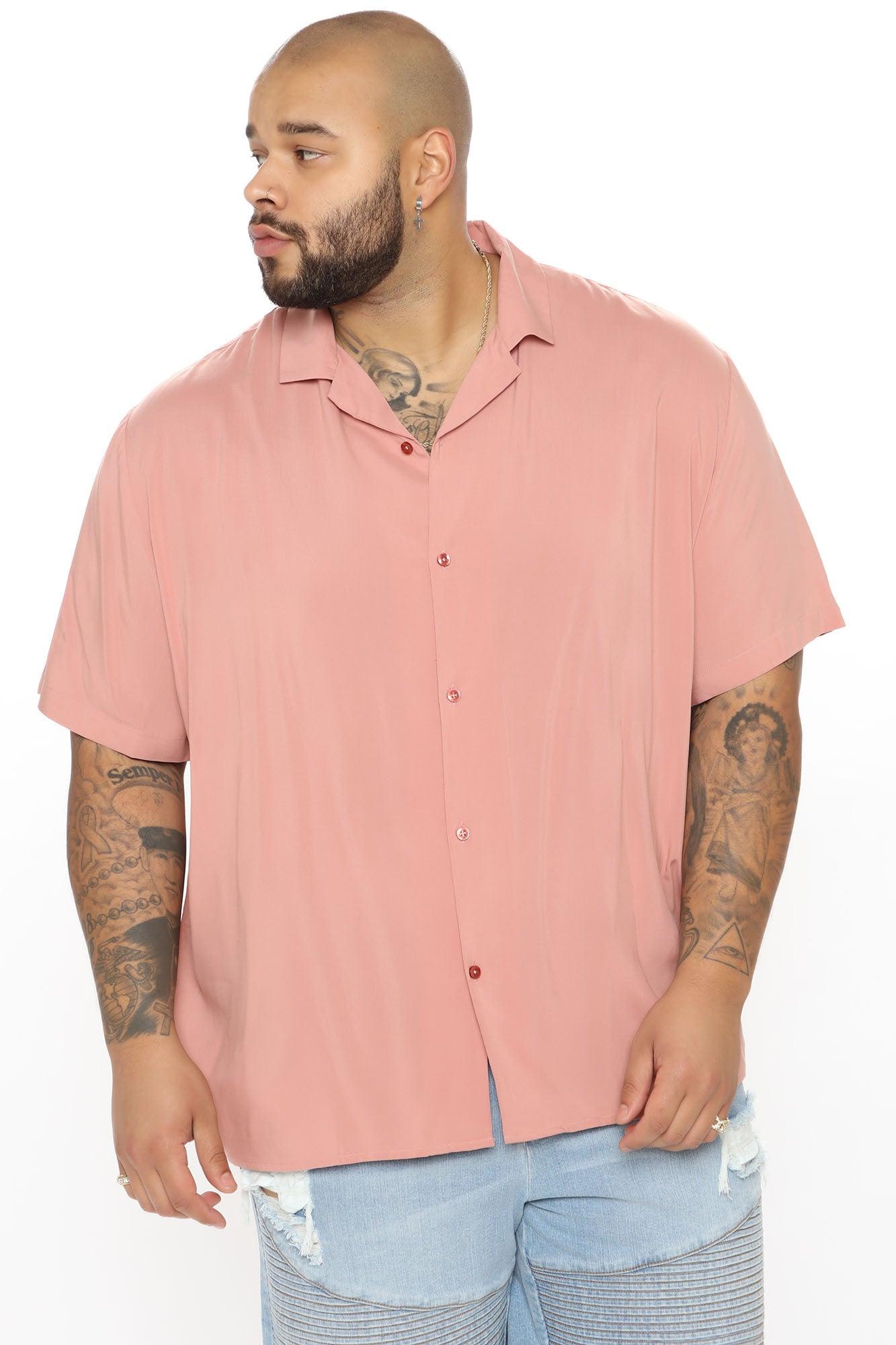 Dawson Relaxed Short Sleeve Cuban Collar Shirt - Mauve Product Image