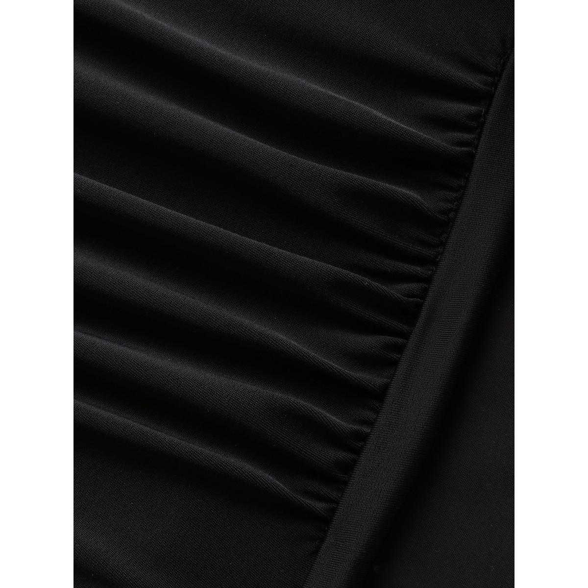 Plus Size Leopard Print Color Block Swim Dress Women's Swimwear LightBrown Resort Bodycon Overlap Collar High stretch Curve Swim Dresses BloomChic 26/4X Product Image