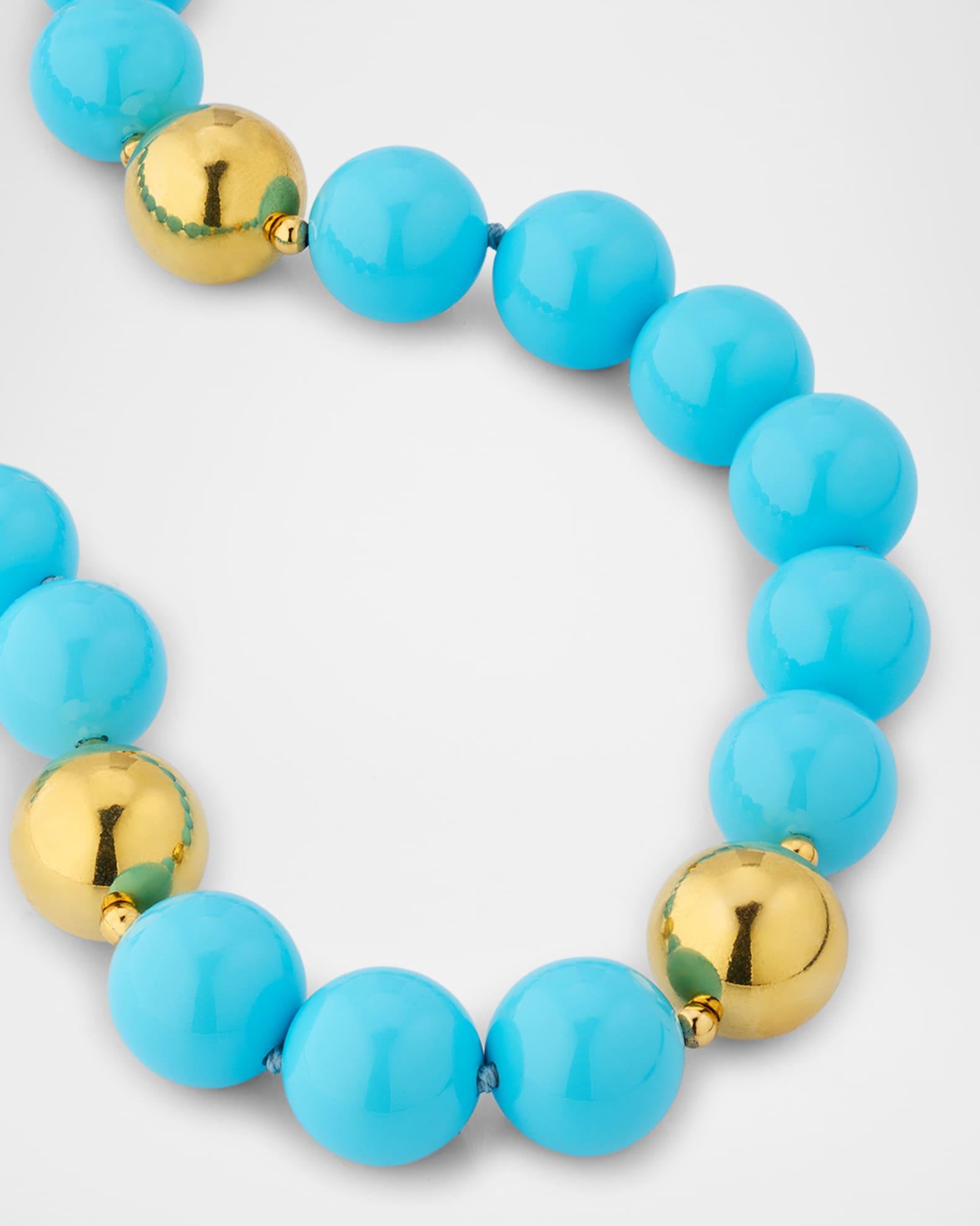Turquoise and Gold Beads Necklace Product Image