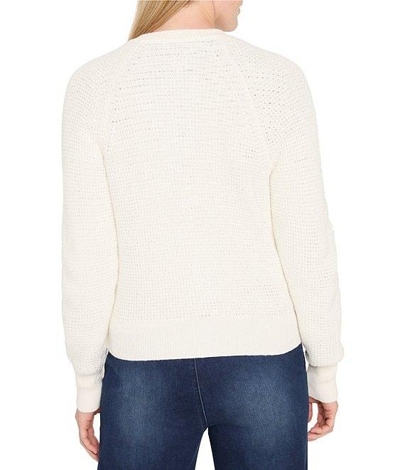 NIC + ZOE Waffle Knit Round Neck Long Sleeve Cardigan Product Image