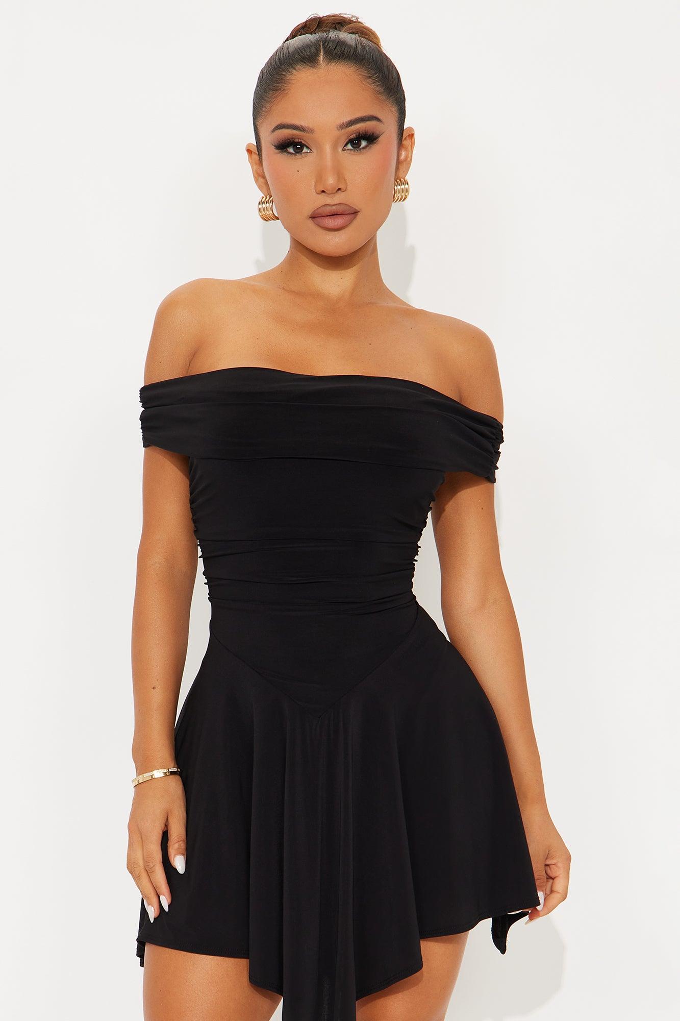 Penelope Off Shoulder Mini Dress - Black Female Product Image