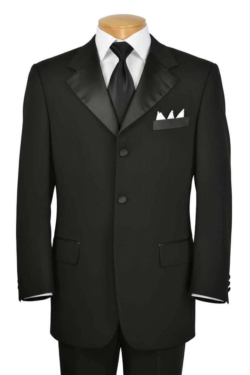 (42S) Men's Regular Fit Tuxedo 2 Piece Collection Regular Fit In Black 3 Button Design Male Product Image