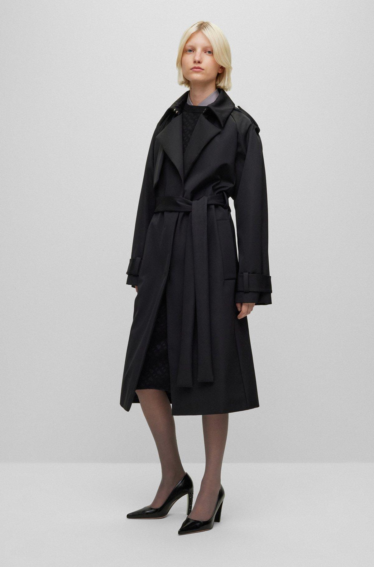 BOSS - Leather pumps with monogram-patterned heels - Black Product Image