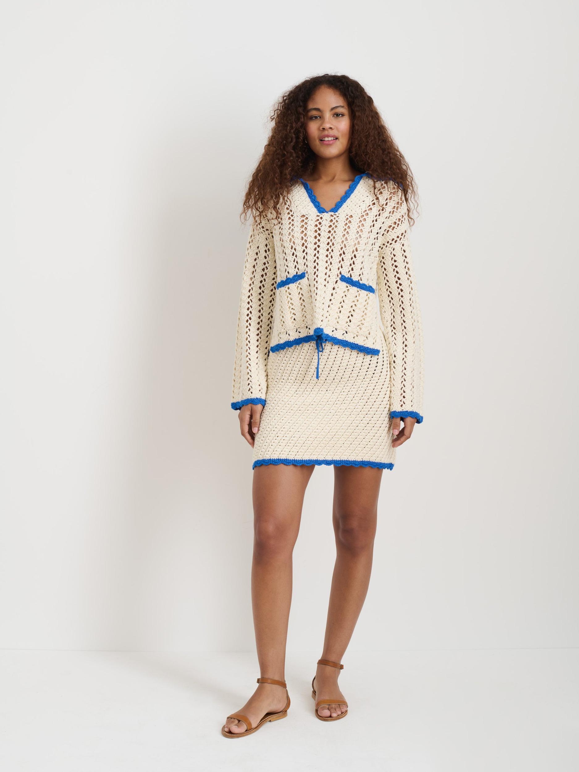 Callie Hand Crochet Pullover In Cotton Product Image