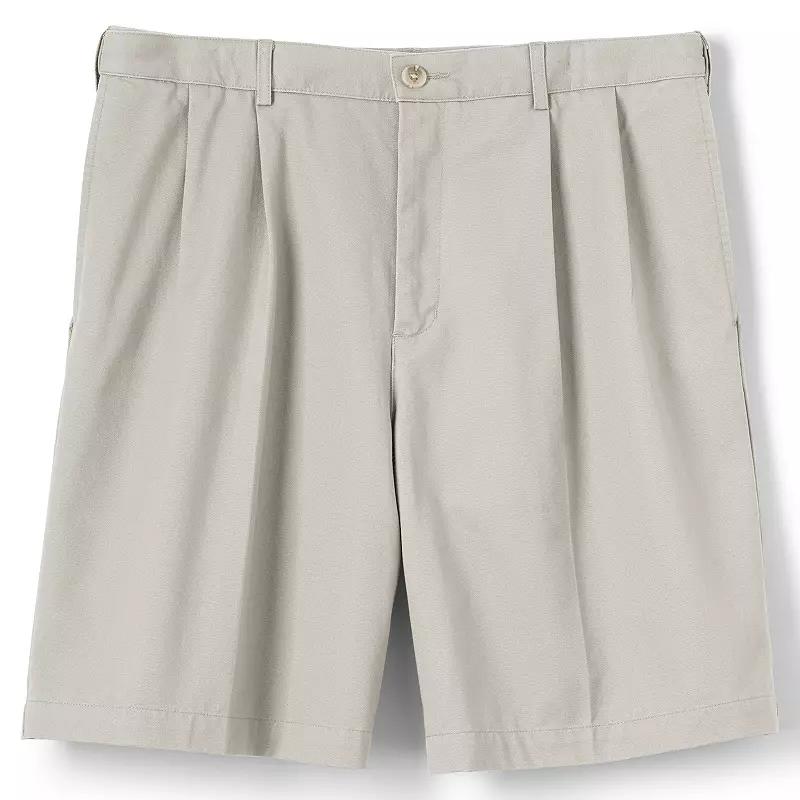 Big & Tall Lands' End Comfort Waist 9-inch No-Iron Pleated Chino Shorts, Men's,  Product Image