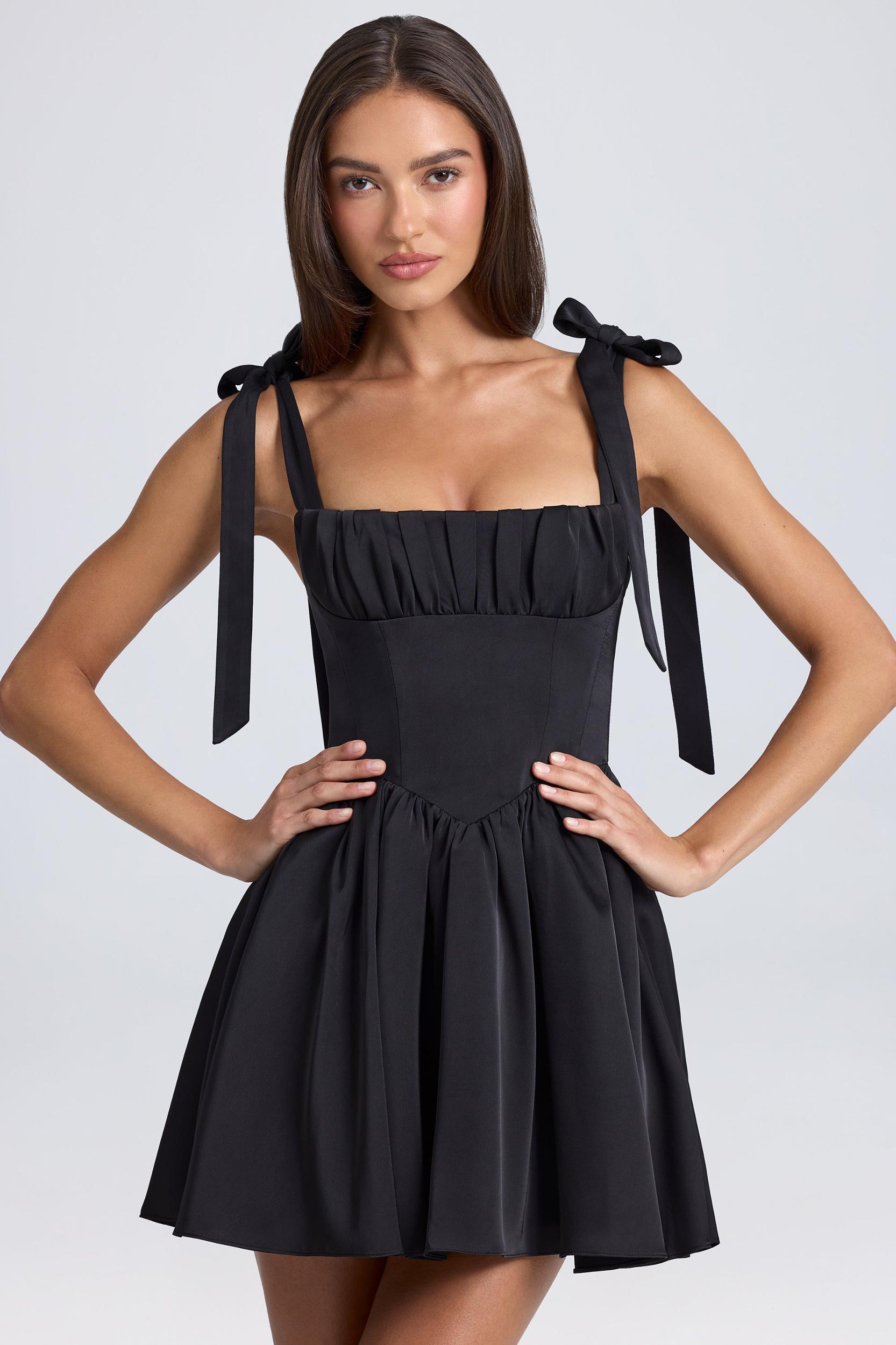 Draped Corset Mini Dress in Black Product Image