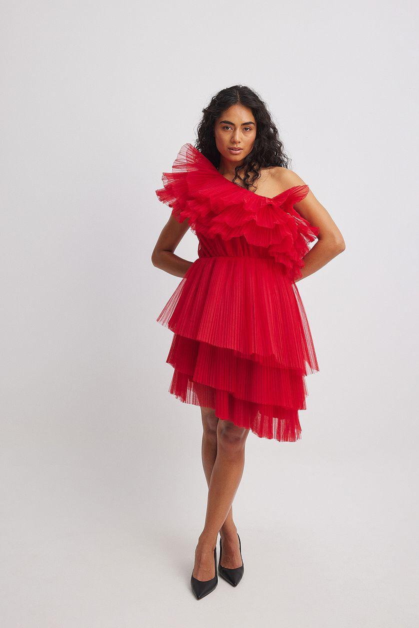 One Shoulder Asymmetric Tulle Dress Product Image