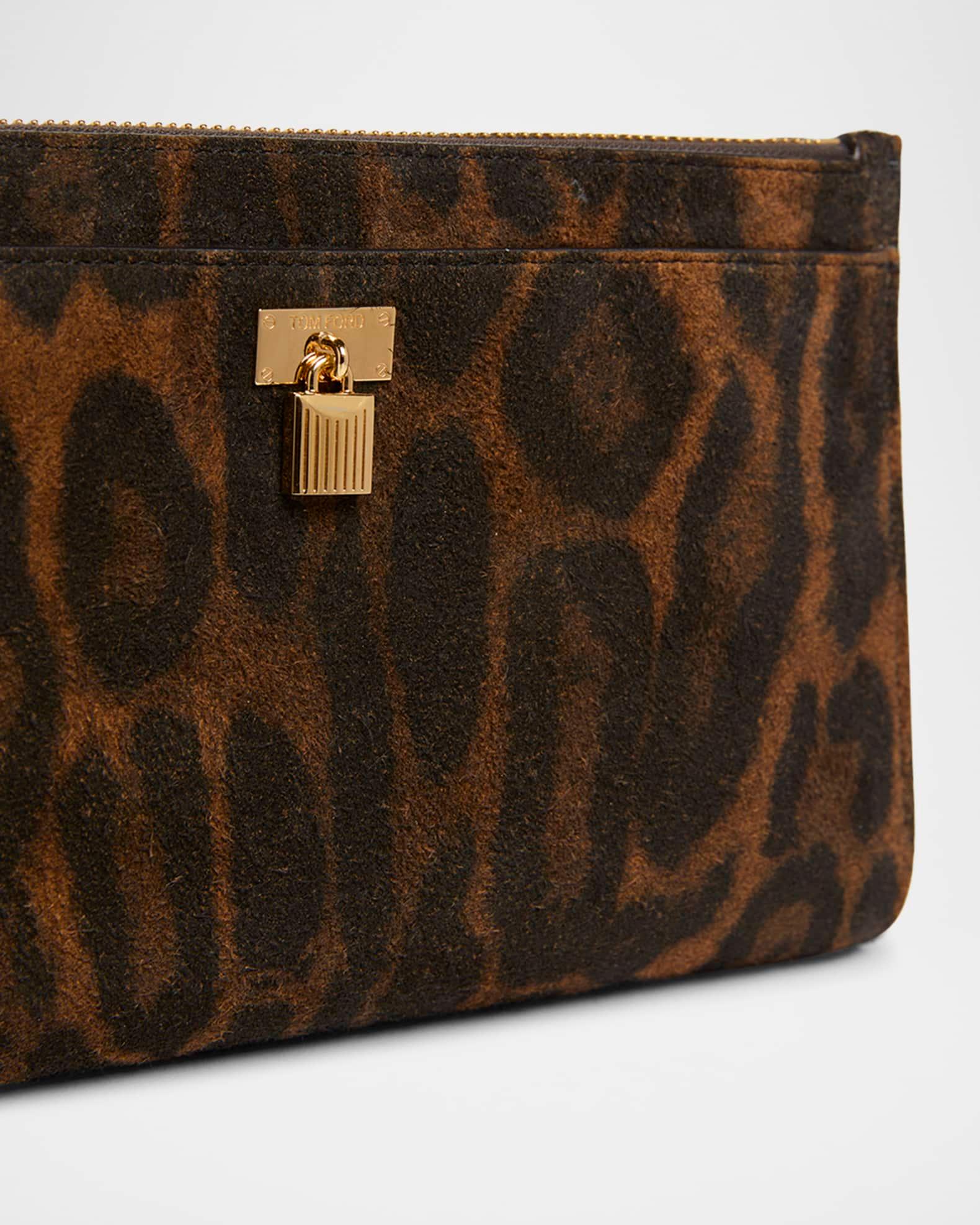 Padlock Mini Crossbody Bag in Ocelot-Print Suede Product Image