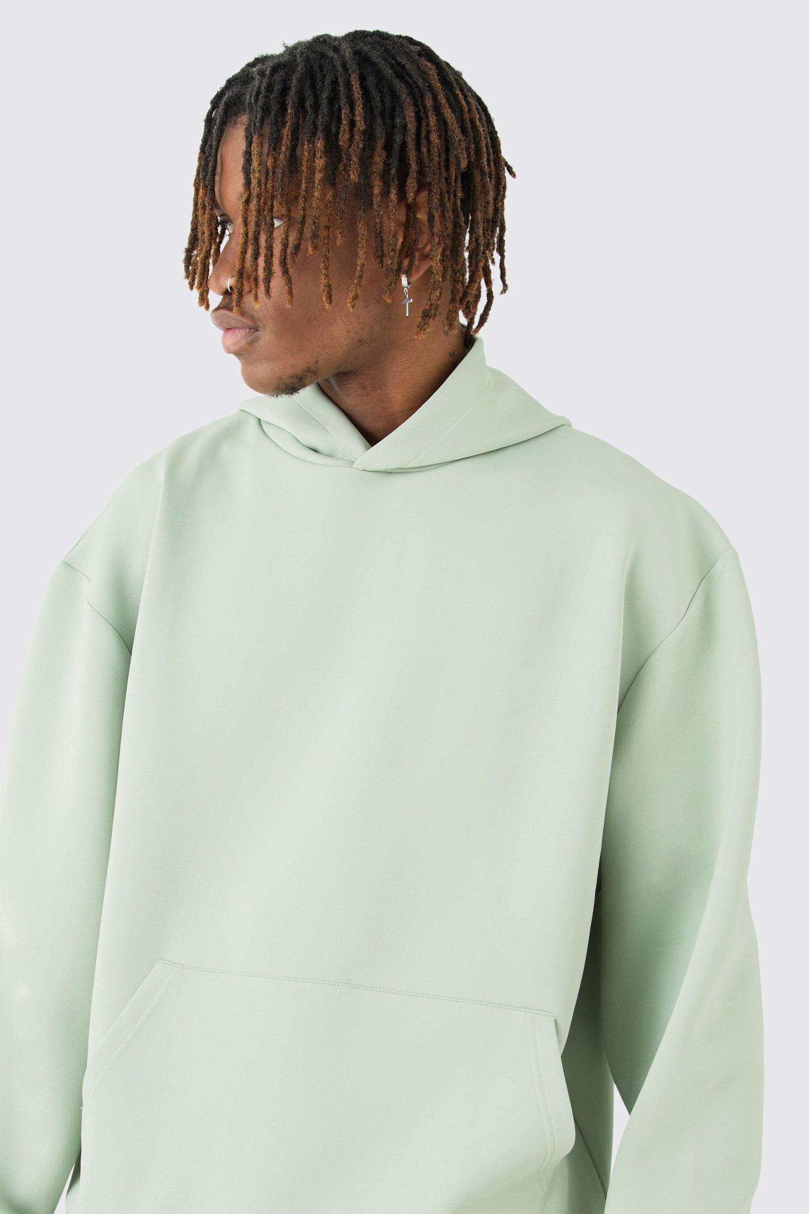 Tall Oversized Boxy Embossed Scuba Hoodie | boohooMAN USA Product Image