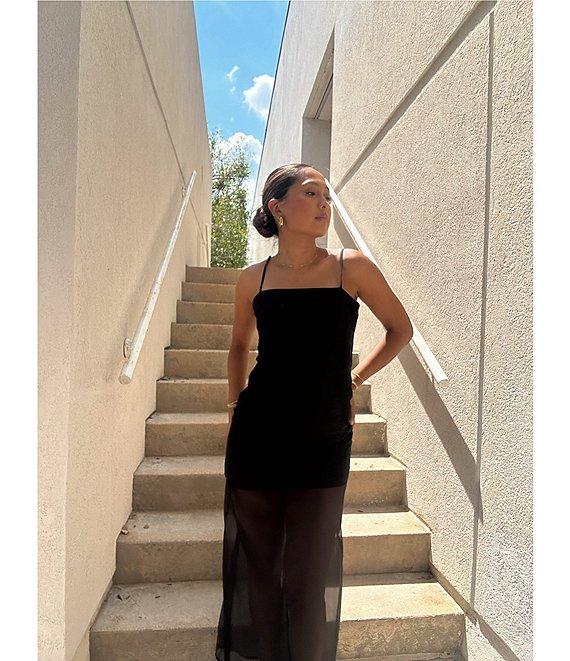 Gianni Bini Tara Organza Square Neck Sleeveless Drop Waist Midi Dress Product Image