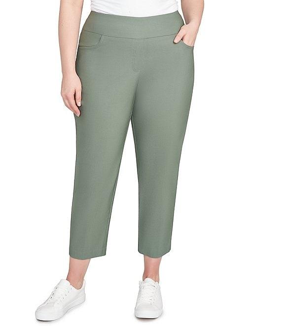 Ruby Rd. Plus Size Silk Tech Straight Leg Pull-On Ankle Pants Product Image