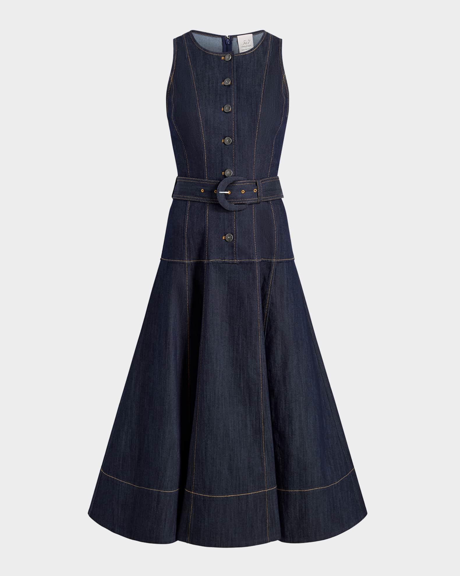 Margaret Sleeveless Denim Midi Dress Product Image