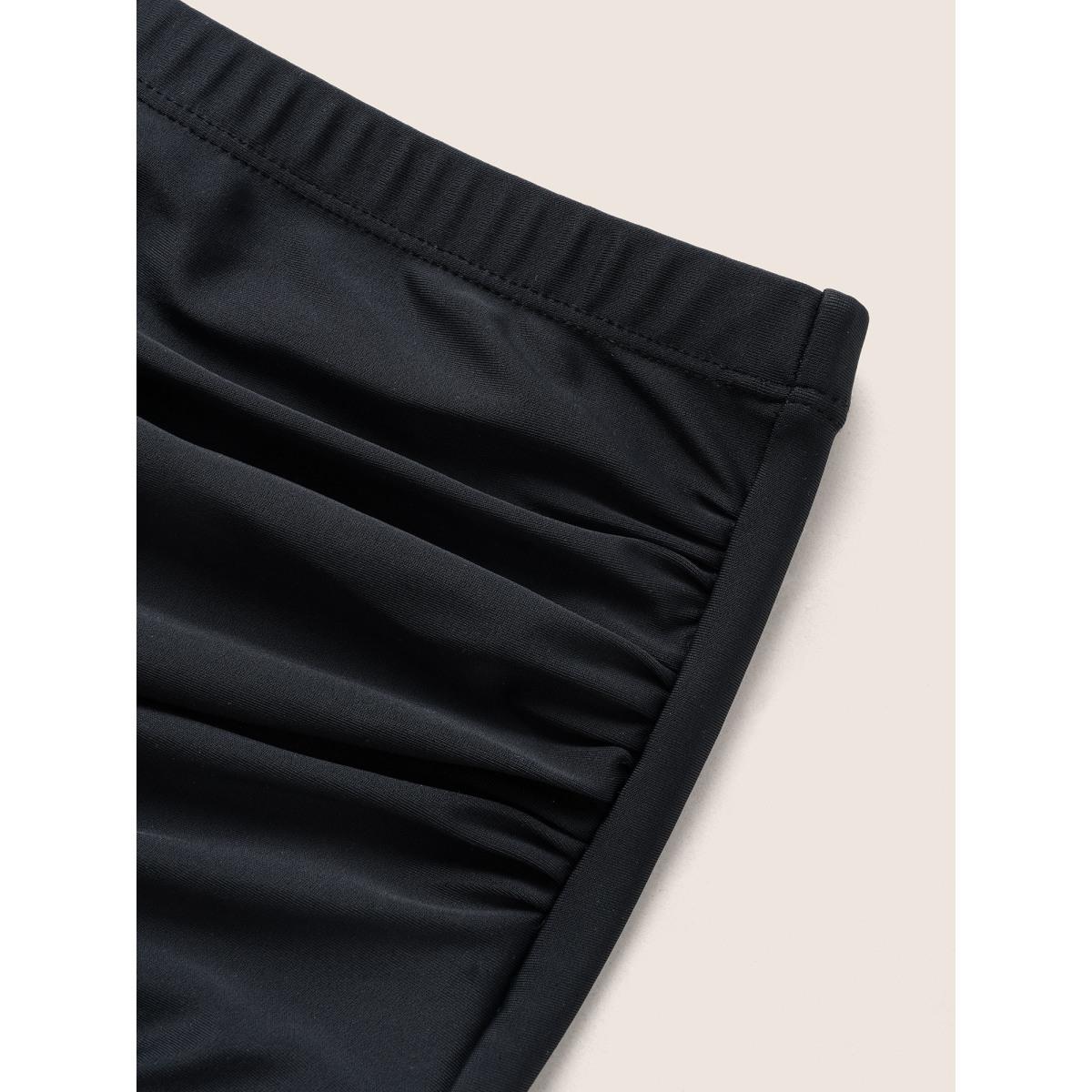 Plus Size Plain Cut Out Split Side Swim Dress Women's Swimwear Black Beach Bodycon Halter neck High stretch Curve Swim Dresses BloomChic 28/5X Product Image