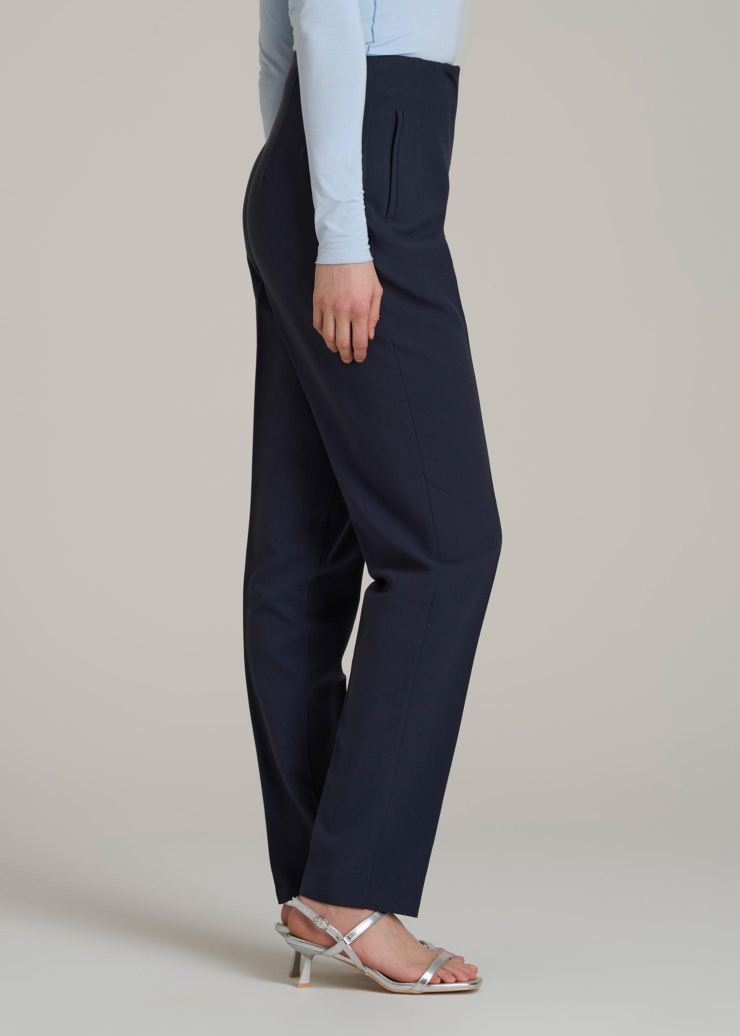 High Rise Pants with Darts for Tall Women in Navy Female Product Image