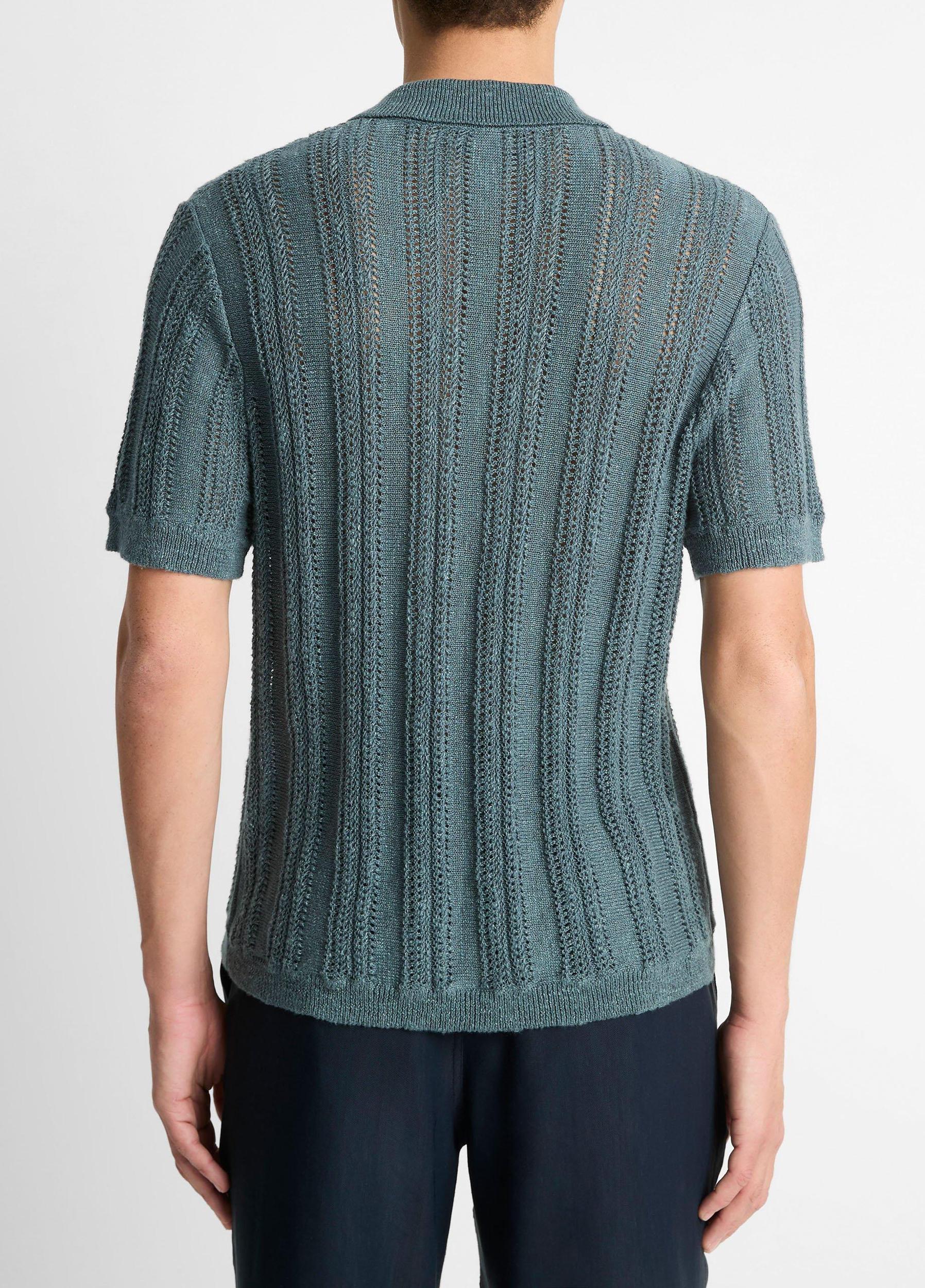 Cotton & Linen-Blend Crochet Cabana Shirt Product Image