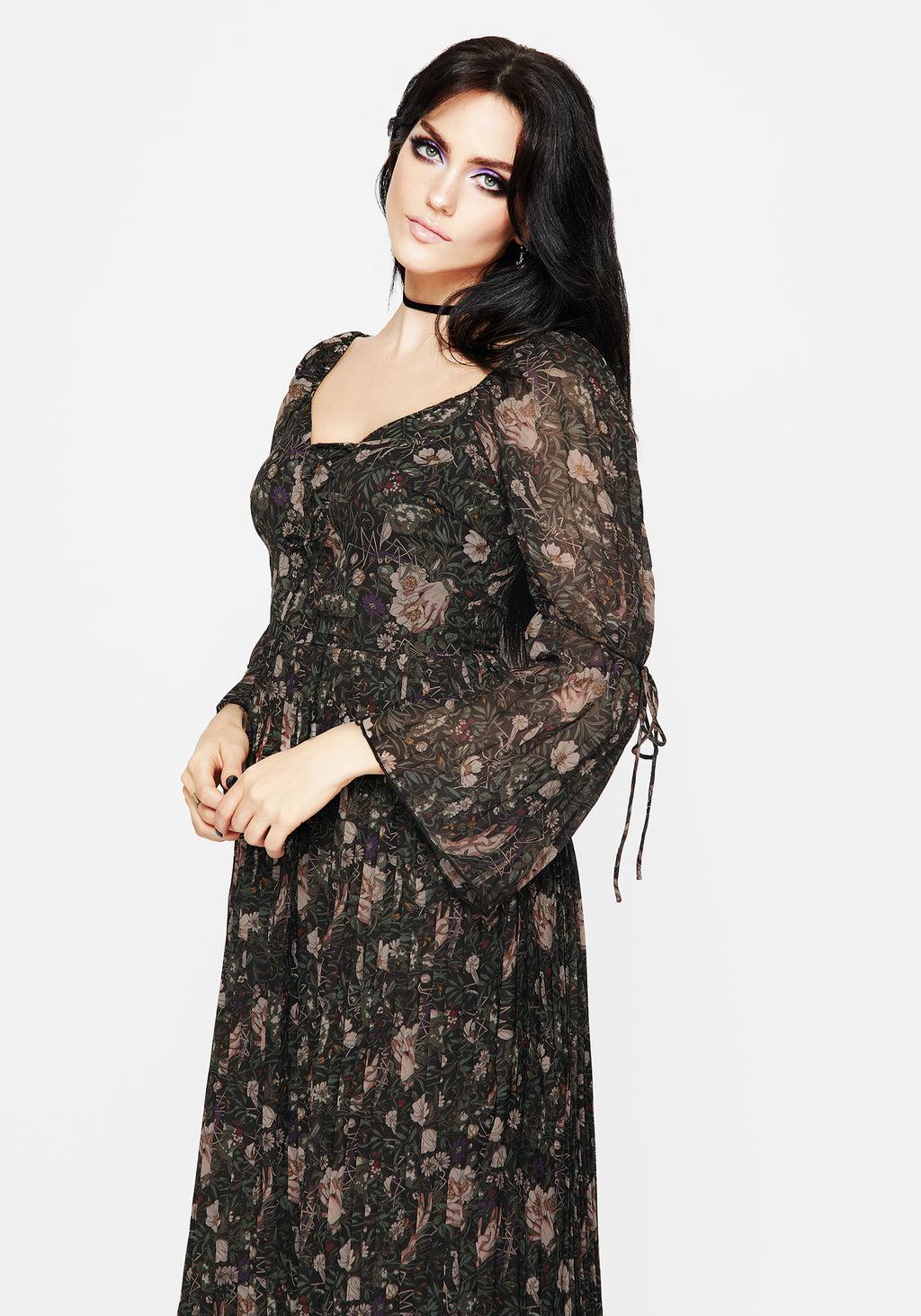 Ophelia Pleated Chiffon Maxi Dress Product Image