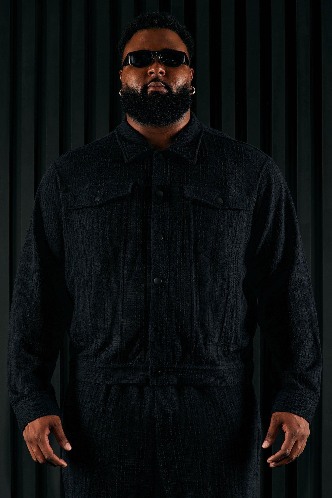 Jordan Textured Trucker Jacket - Black Product Image