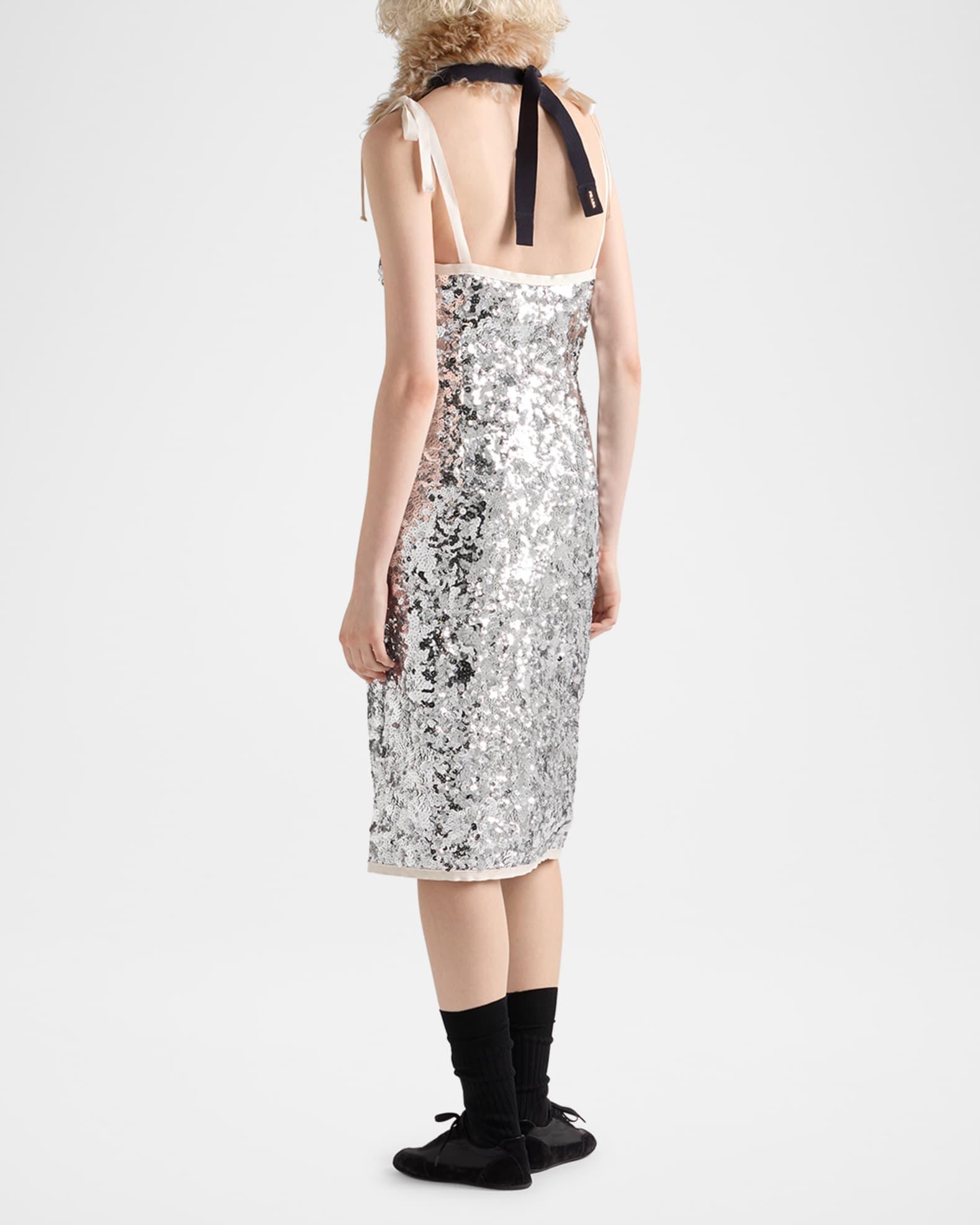 Embroidered Sequin Tie-Shoulder Midi Dress Product Image